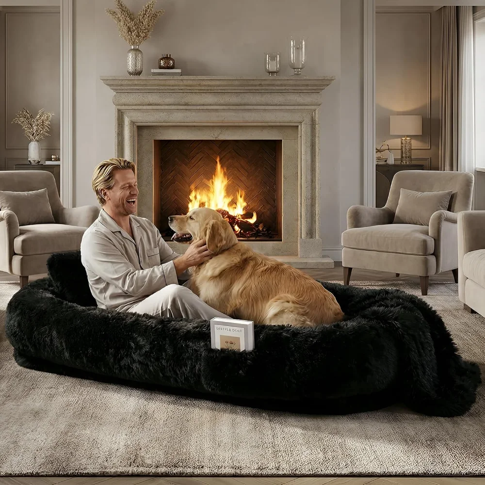 Cama para perros tamaño humano LOVEPals con almohada y manta